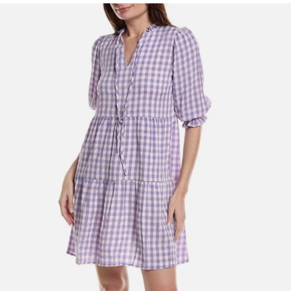 NANETTE LEPORE PURPLE GINGHAM PULLOVER DRESS (a380)